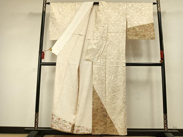 平和屋着物▽訪問着 単衣 花唐草文 金彩 正絹 逸品 AABD0169fy