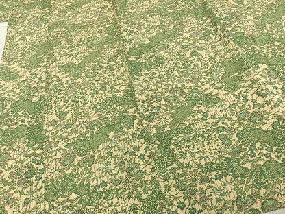 平和屋着物▽上質な小紋 単衣 型染め 草花文 鬼しぼ縮緬 正絹 逸品 AABD0170fy