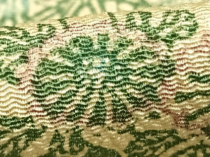 平和屋着物▽上質な小紋 単衣 型染め 草花文 鬼しぼ縮緬 正絹 逸品 AABD0170fy