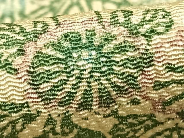 平和屋着物▽上質な小紋 単衣 型染め 草花文 鬼しぼ縮緬 正絹 逸品 AABD0170fy