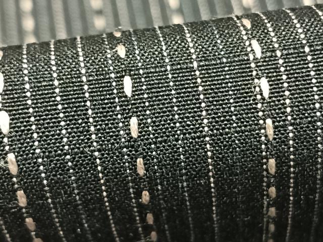 平和屋着物▽上質な紬　単衣　刺子　縞　黒地　正絹　逸品　AABD0172fy