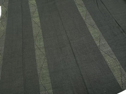 平和屋着物▽結城ちぢみ　単衣　80亀甲　間道　正絹　逸品　AABD0173fy