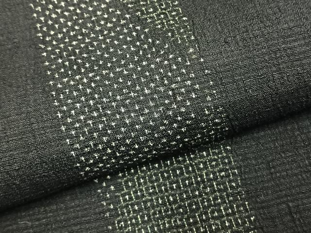 平和屋着物▽結城ちぢみ　単衣　80亀甲　間道　正絹　逸品　AABD0173fy