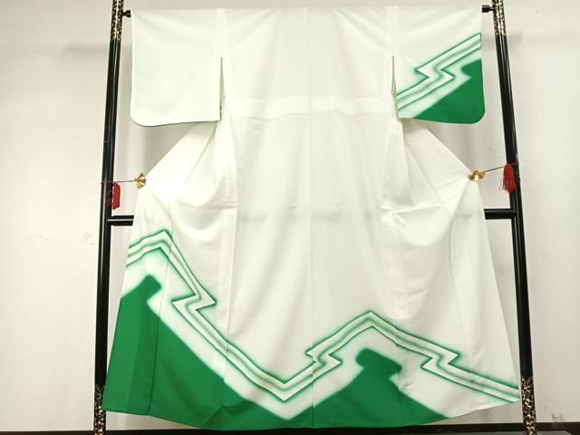 平和屋着物▽訪問着 単衣 幾何学文様 暈し染め 洗える着物 AABD0174fy