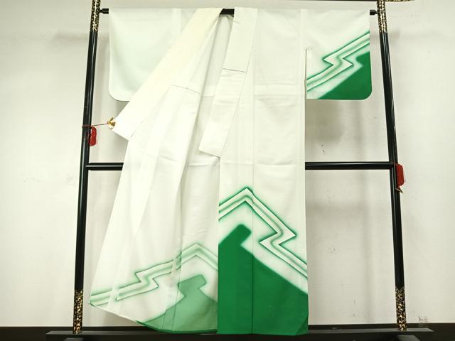 平和屋着物▽訪問着 単衣 幾何学文様 暈し染め 洗える着物 AABD0174fy