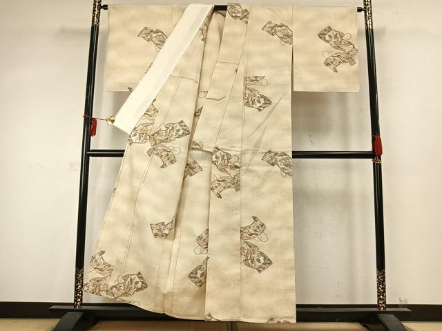 平和屋着物▽上質な紬 単衣 巻物 正絹 逸品 未使用 AABD0177fy