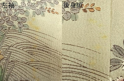 平和屋着物▽上質な小紋 単衣 風景花鳥文 鬼しぼ縮緬 正絹 逸品 AABD0178fy