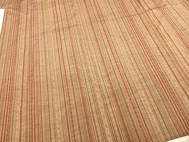 平和屋着物▽上質な紬 単衣 縞 正絹 逸品 AABD0179fy