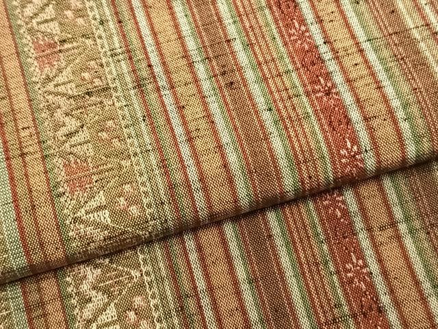 平和屋着物▽上質な紬 単衣 縞 正絹 逸品 AABD0179fy