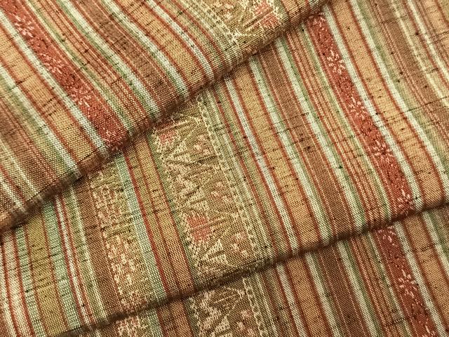 平和屋着物▽上質な紬 単衣 縞 正絹 逸品 AABD0179fy