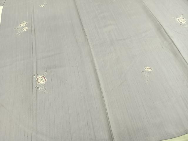 平和屋着物▽上質な紬 単衣 絞り 草花文 正絹 逸品 AABD0182fy