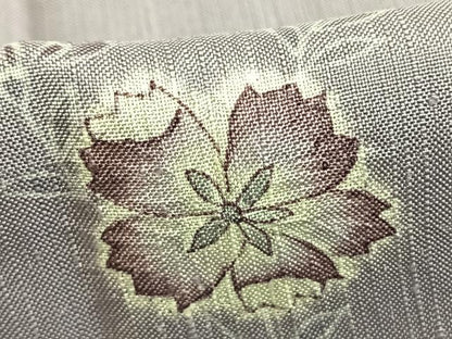平和屋着物▽上質な紬 単衣 絞り 草花文 正絹 逸品 AABD0182fy