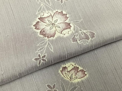 平和屋着物▽上質な紬 単衣 絞り 草花文 正絹 逸品 AABD0182fy