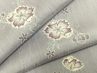 平和屋着物▽上質な紬 単衣 絞り 草花文 正絹 逸品 AABD0182fy