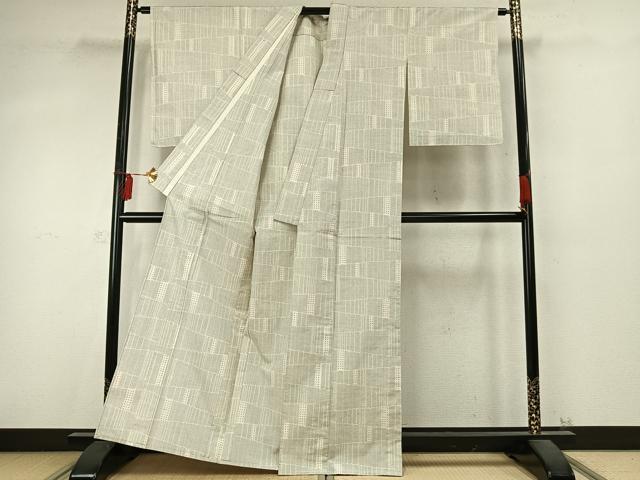 平和屋着物▽上質な紬 単衣 切嵌文 正絹 逸品 AABD0183fy