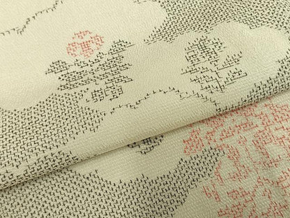平和屋着物▽本塩沢 単衣 雲取り花文 正絹 逸品 未使用 AABD0187fy