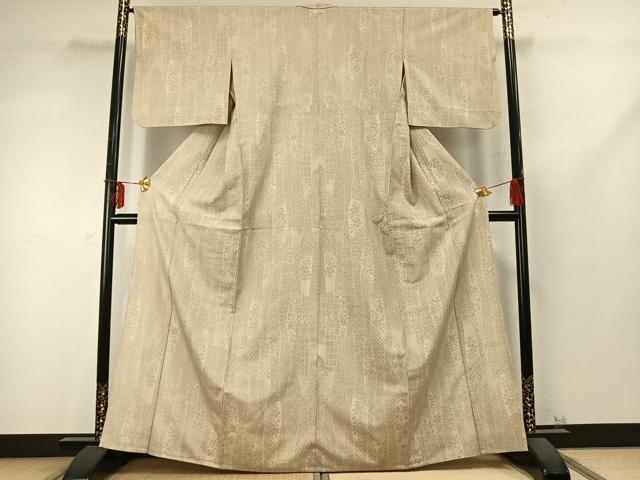 平和屋着物▽本塩沢 単衣 立涌文 正絹 逸品 AABD0192fy