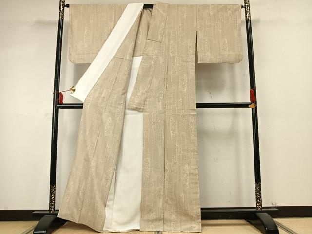 平和屋着物▽本塩沢 単衣 立涌文 正絹 逸品 AABD0192fy