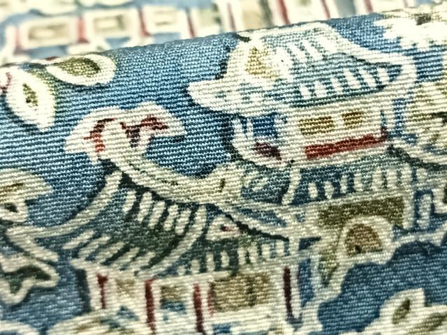平和屋着物▽上質な小紋 単衣 型染め 風景花文 正絹 逸品 AABD0193fy