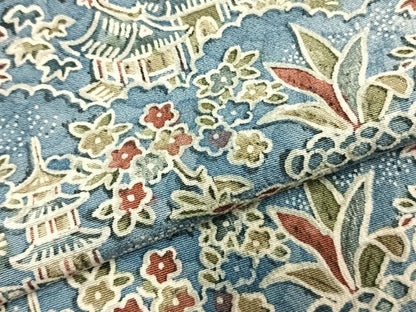 平和屋着物▽上質な小紋 単衣 型染め 風景花文 正絹 逸品 AABD0193fy