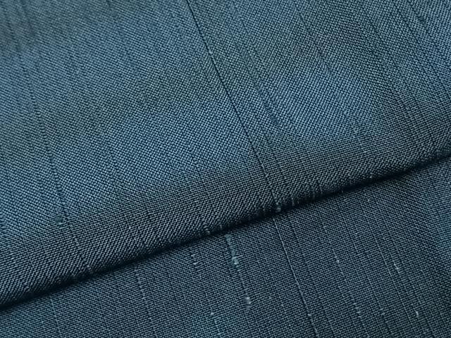 平和屋着物▽上質な紬 単衣 藍 横縞 正絹 逸品 AABD0195fy