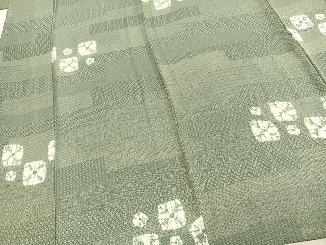 平和屋着物▽上質な小紋 単衣 絞り 色紙花文 正絹 逸品 AABD0196fy