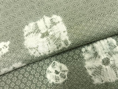 平和屋着物▽上質な小紋 単衣 絞り 色紙花文 正絹 逸品 AABD0196fy