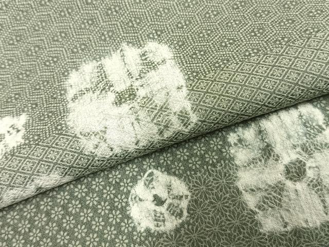 平和屋着物▽上質な小紋 単衣 絞り 色紙花文 正絹 逸品 AABD0196fy