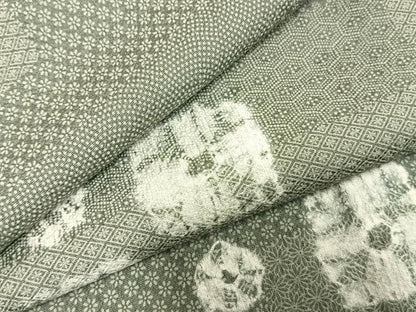 平和屋着物▽上質な小紋 単衣 絞り 色紙花文 正絹 逸品 AABD0196fy