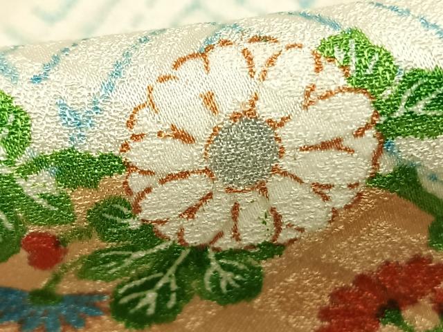 平和屋着物▽訪問着　単衣　檜垣草花丸文　正絹　逸品　AABD0197fy