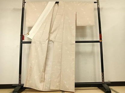 平和屋着物▽本塩沢　単衣　舞蝶文　正絹　逸品　AABD0198fy