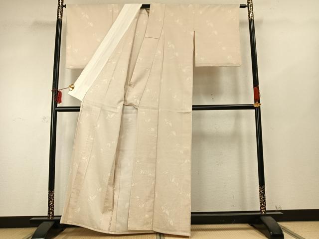 平和屋着物▽本塩沢　単衣　舞蝶文　正絹　逸品　AABD0198fy