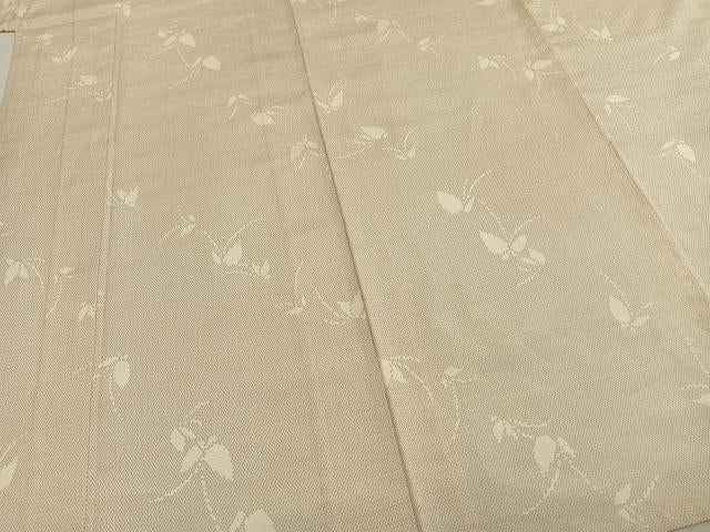 平和屋着物▽本塩沢　単衣　舞蝶文　正絹　逸品　AABD0198fy