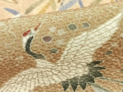 平和屋着物▽訪問着 単衣 飛鶴松文 金糸 金彩 正絹 逸品 AABD0201fy