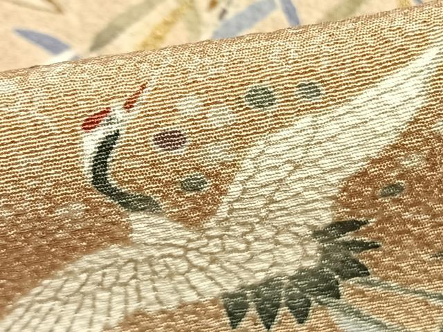 平和屋着物▽訪問着 単衣 飛鶴松文 金糸 金彩 正絹 逸品 AABD0201fy