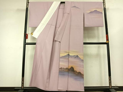 平和屋着物▽訪問着 単衣 風景文 暈し染め 洗える着物 AABD0205fy