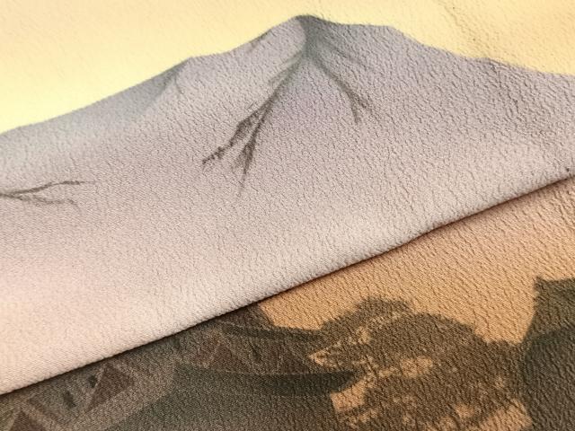 平和屋着物▽訪問着 単衣 風景文 暈し染め 洗える着物 AABD0205fy