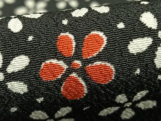 平和屋着物▽小紋 単衣 花尽くし 黒地 洗える着物 AABD0207fy