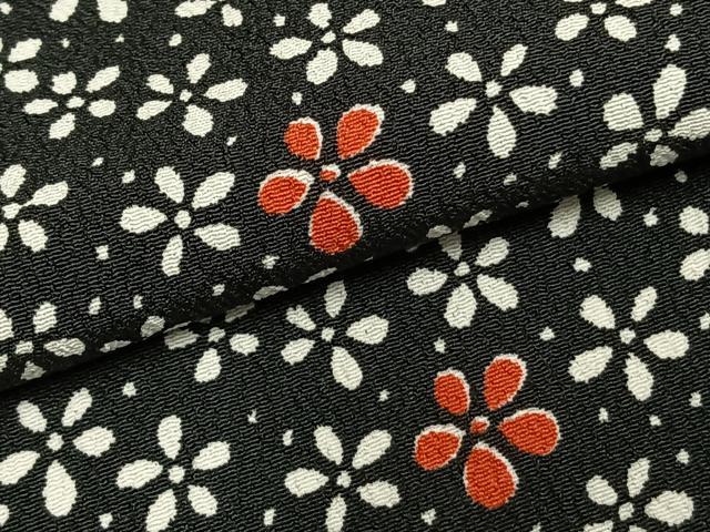 平和屋着物▽小紋 単衣 花尽くし 黒地 洗える着物 AABD0207fy