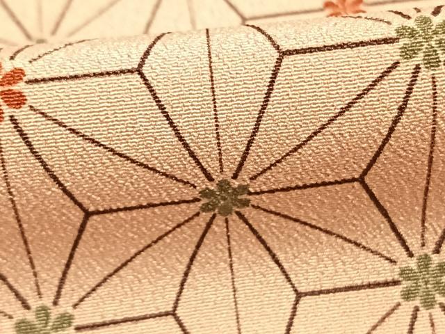 平和屋着物▽小紋 単衣 麻の葉文様 洗える着物 AABD0210fy