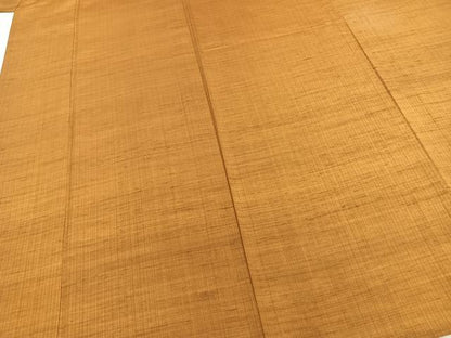 平和屋着物▽上質な紬　単衣　色無地　黄土色　正絹　逸品　AABD0212fy