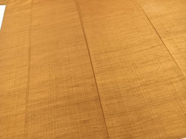 平和屋着物▽上質な紬　単衣　色無地　黄土色　正絹　逸品　AABD0212fy