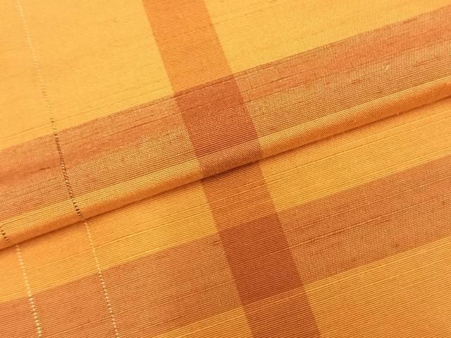 平和屋着物▽上質な紬 単衣 格子 正絹 逸品 AABD0213fy