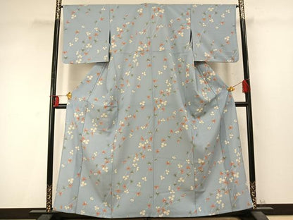 平和屋着物▽小紋 単衣 枝葉文 洗える着物 AABD0217fy
