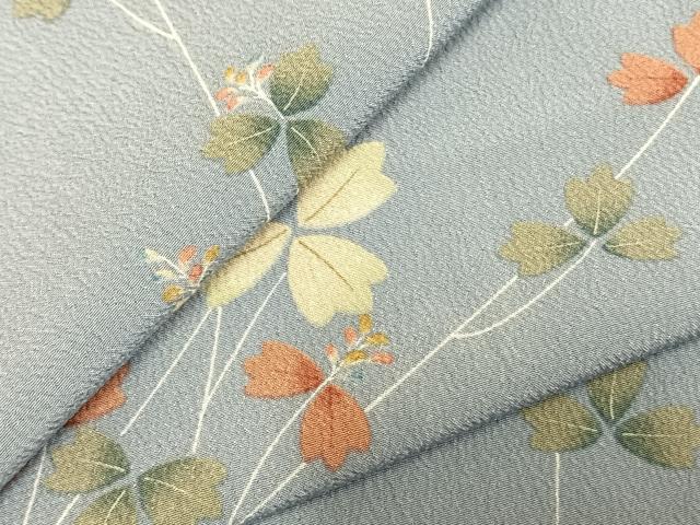 平和屋着物▽小紋 単衣 枝葉文 洗える着物 AABD0217fy