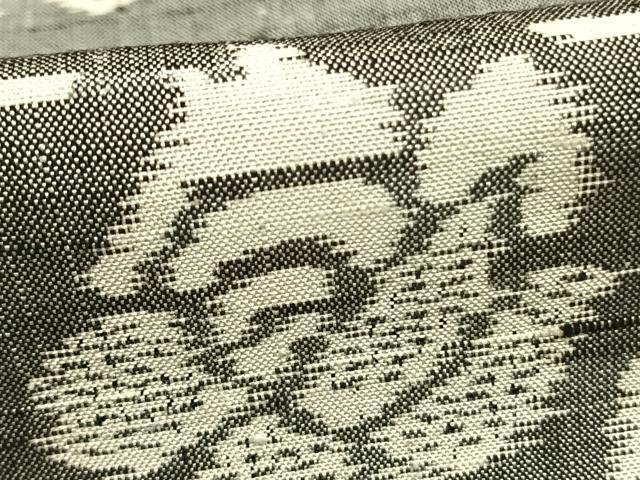 平和屋着物▽上質な紬 単衣 草花文 正絹 逸品 AABD0219fy