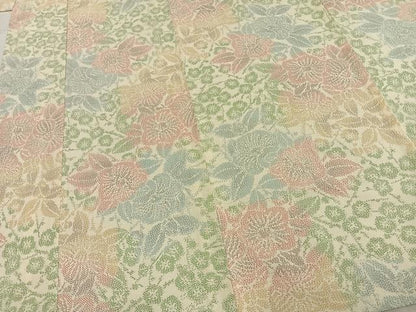 平和屋着物▽本塩沢 単衣 草花文 正絹 逸品 AABD0220fy