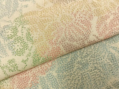 平和屋着物▽本塩沢 単衣 草花文 正絹 逸品 AABD0220fy