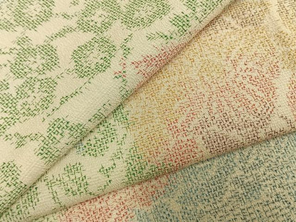 平和屋着物▽本塩沢 単衣 草花文 正絹 逸品 AABD0220fy