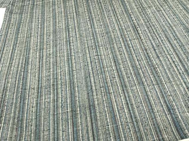 平和屋着物▽上質な紬 単衣 縞 三越扱い 正絹 逸品 AABD0223fy